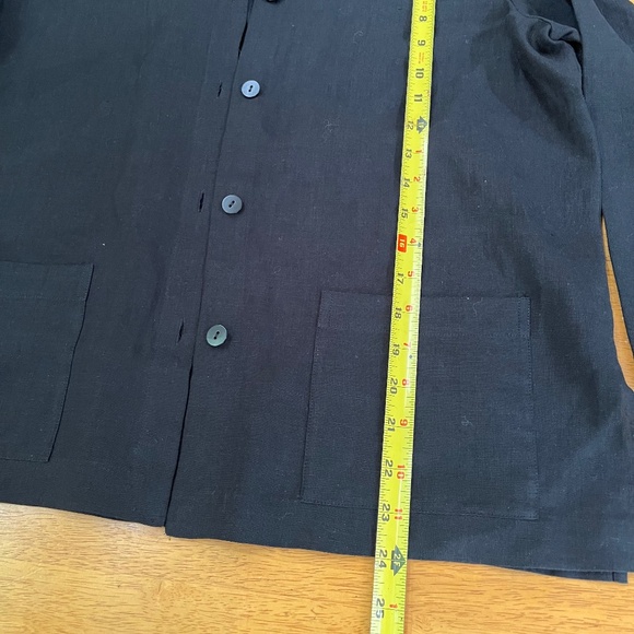 Eileen Fisher Linen Black Jacket Boxy Fit Cropped Length Front Pockets, Size Mp - Picture 12 of 16